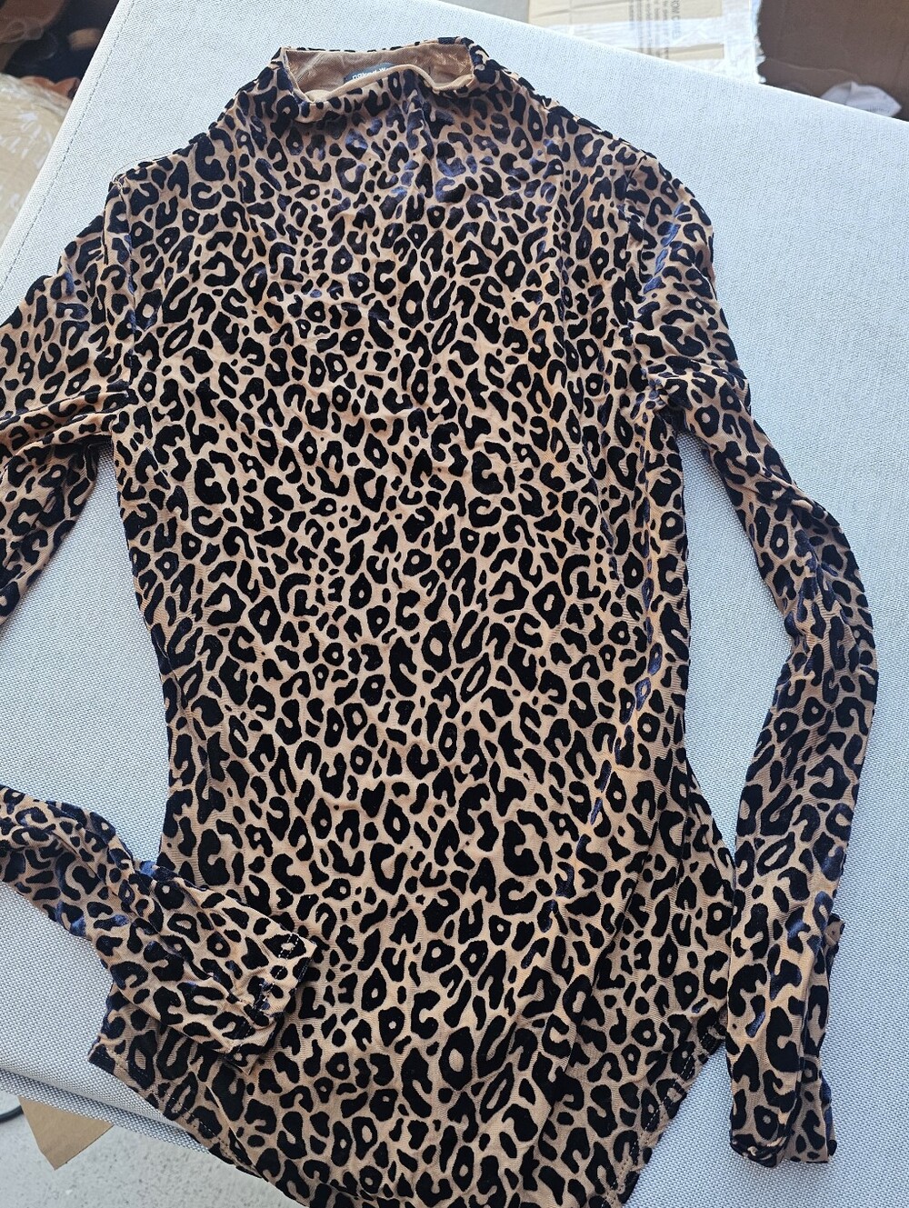 Naked Wardrobe Leopard Print Long Sleeve Bodysuit Size Small NWOT